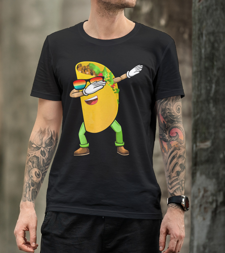 Dabbing Taco With Sunglasses Cinco De Mayo Fiesta Fun T-Shirt