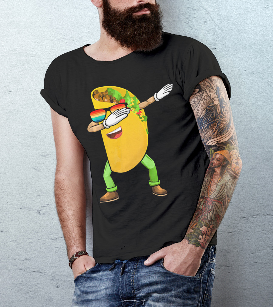 Dabbing Taco With Sunglasses Cinco De Mayo Fiesta Fun T-Shirt