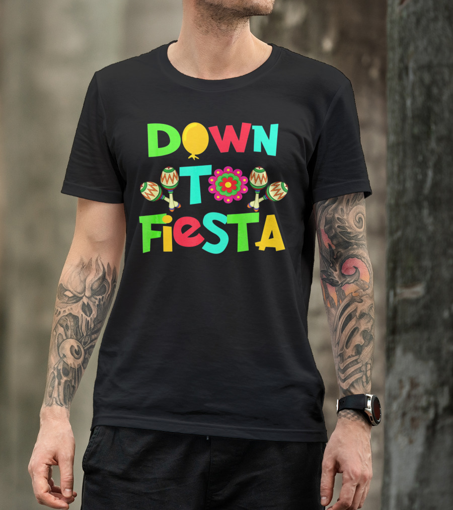 Down To Fiesta Cinco De Mayo Colorful Maracas Balloon Flower T-Shirt