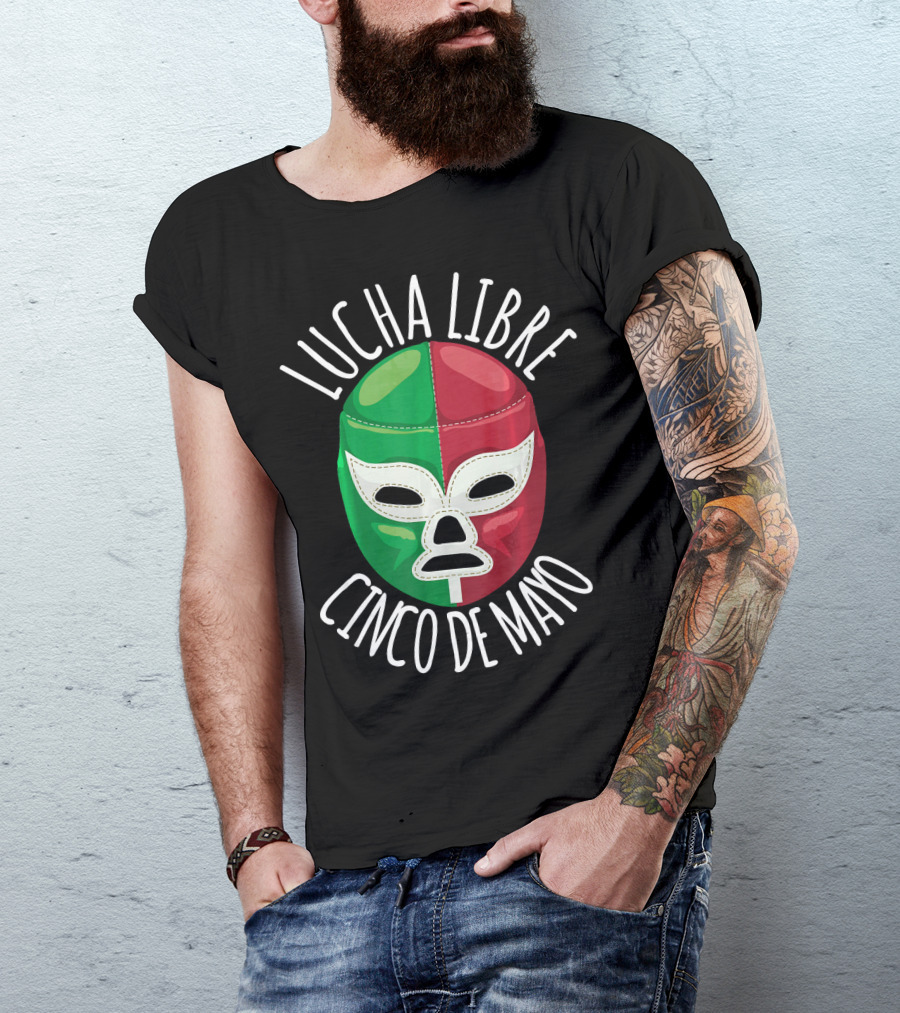 Lucha Libre Cinco De Mayo Wrestling Mask Mexican Flag Colors T-Shirt