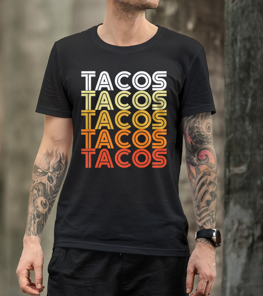 Cool Retro Vintage Tacos Gradient T-Shirt