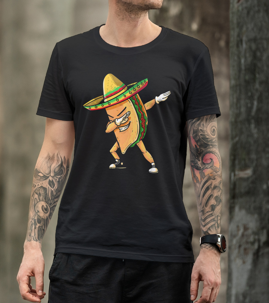 Funny Dabbing Taco Mexican Cinco De Mayo Sombrero Dance T-Shirt