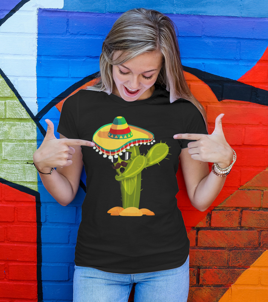 Cinco De Mayo Dabbing Cactus Sombrero Boy T-Shirt