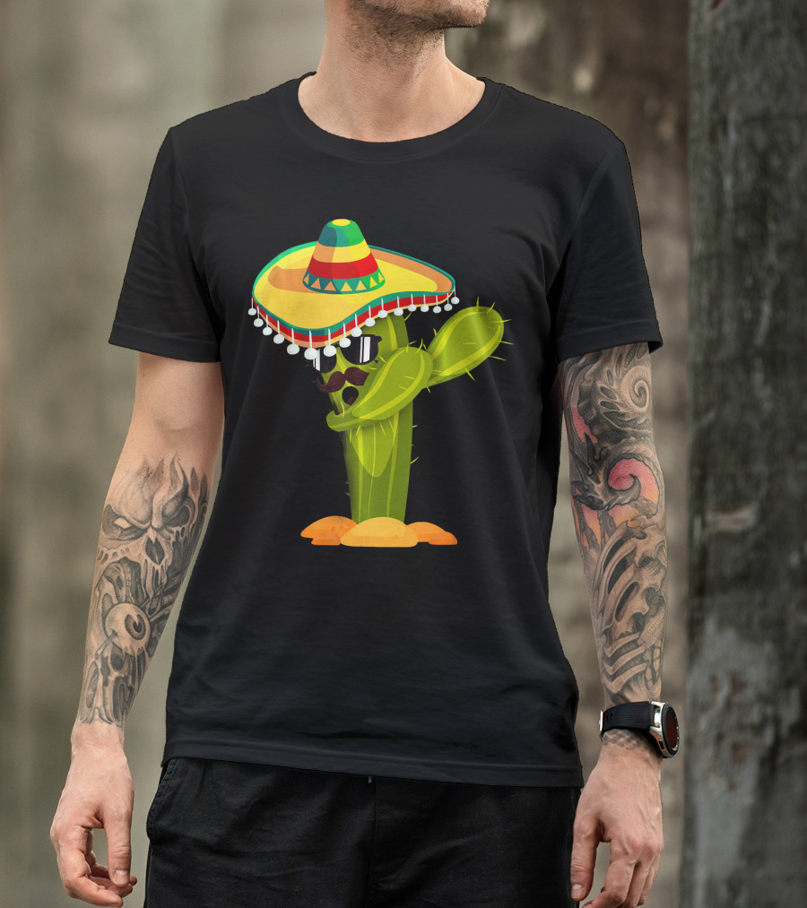 Cinco De Mayo Dabbing Cactus Sombrero Boy T-Shirt