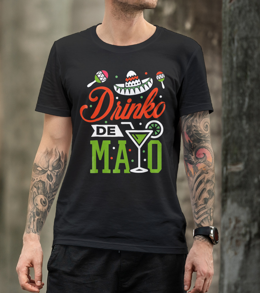 Drinko De Mayo Sombrero Maracas Margarita Icons T-Shirt