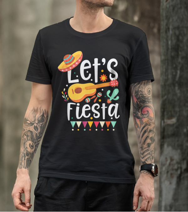 Let's Fiesta Cinco De Mayo Mexican Guitar T-Shirt
