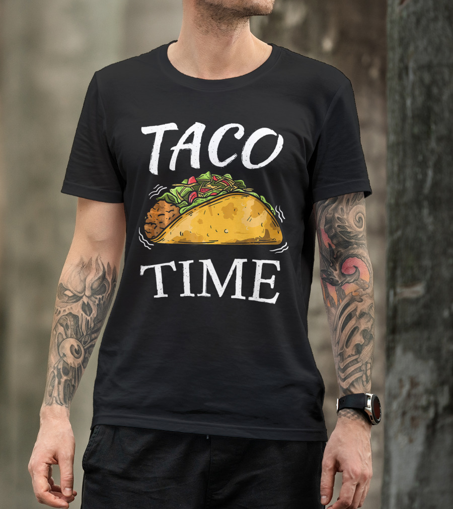 Taco Time Funny Cinco De Mayo Celebration With Taco Drawing T-Shirt