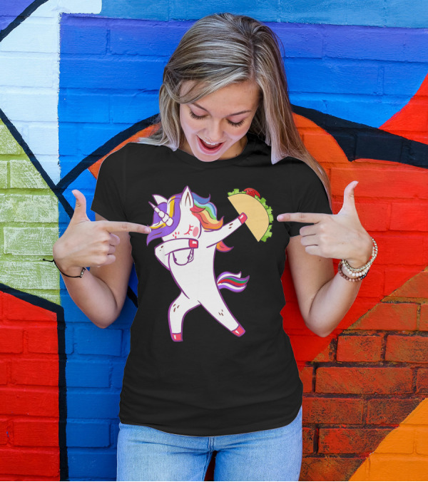 Unicorn Dabbing With Taco Cinco De Mayo T-Shirt