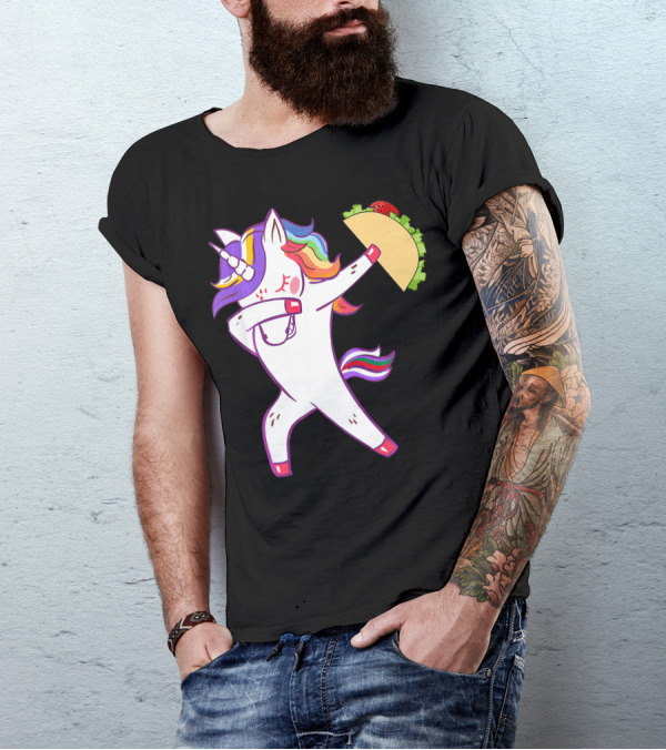 Unicorn Dabbing With Taco Cinco De Mayo T-Shirt
