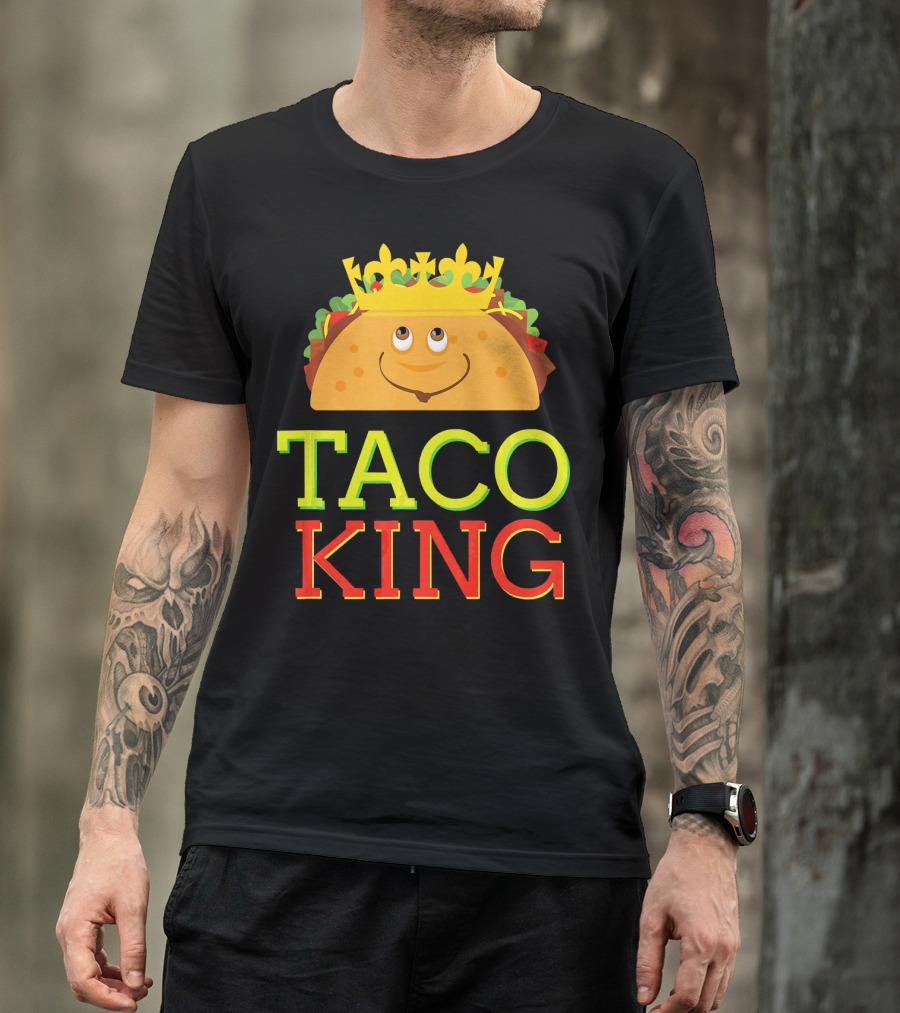 Taco King Funny Cinco DE With Smiling Crowned Taco T-Shirt
