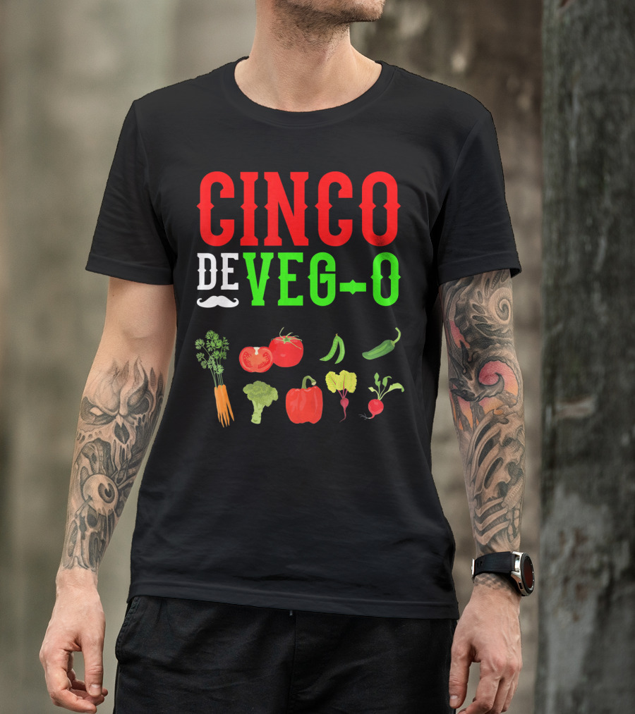 Cinco De Veg-O Vegetarian Vegetables Carrot Broccoli Tomato Pepper Radish T-Shirt