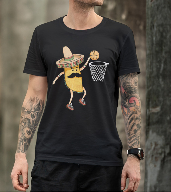 Sombrero Taco Slam Dunk Basketball Sports Fun T-Shirt