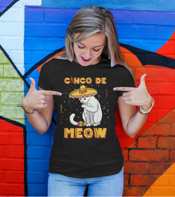 Cinco De Meow Cat In Sombrero Confetti T-Shirt