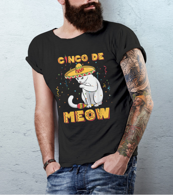 Cinco De Meow Cat In Sombrero Confetti T-Shirt