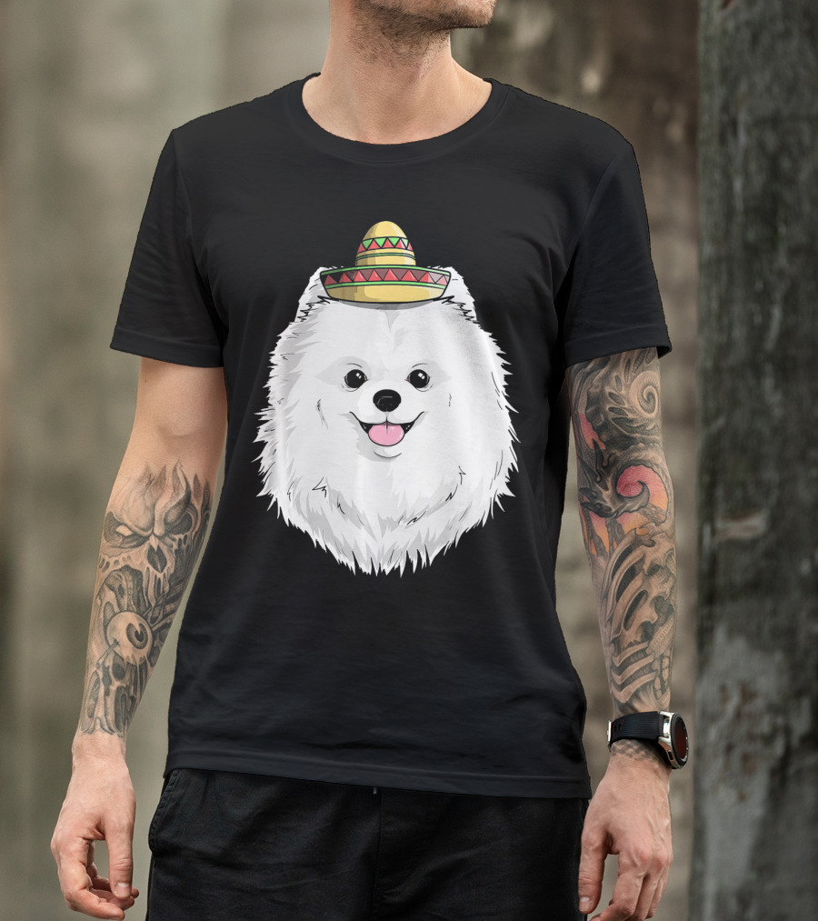 Fiesta Pomeranian Dog Sombrero Cinco De Mayo T-Shirt