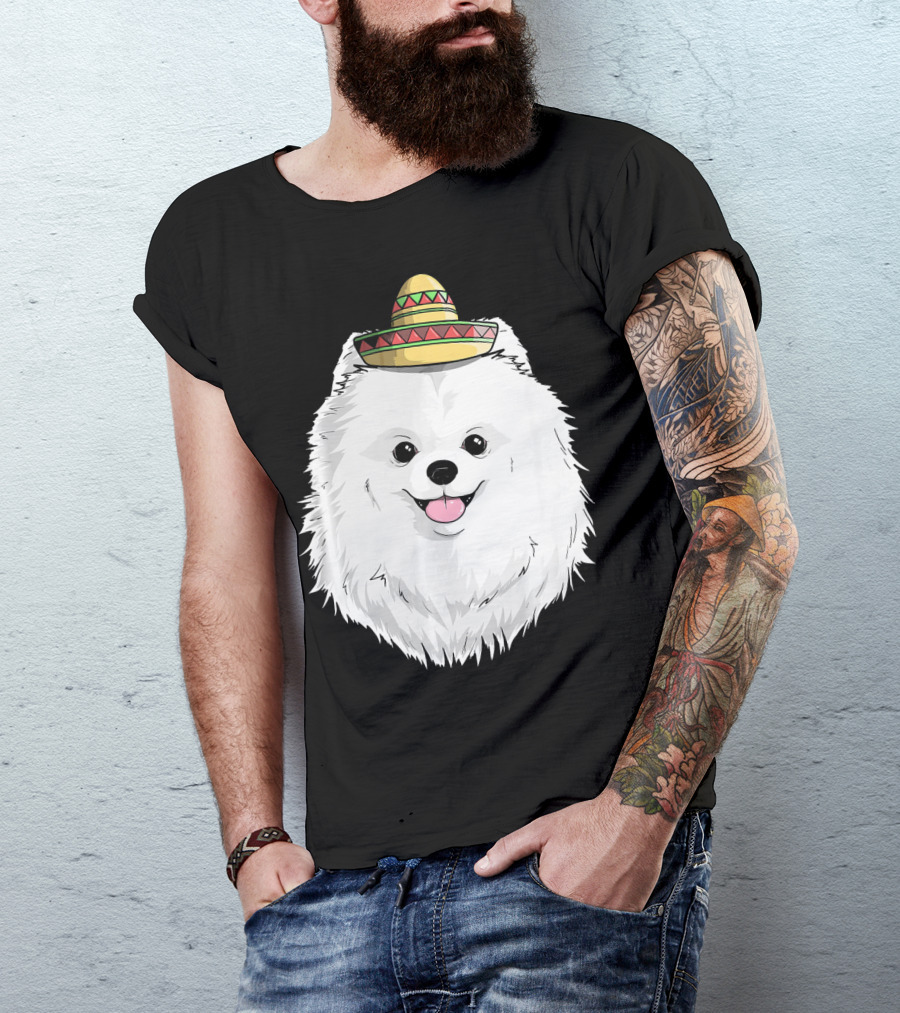 Fiesta Pomeranian Dog Sombrero Cinco De Mayo T-Shirt