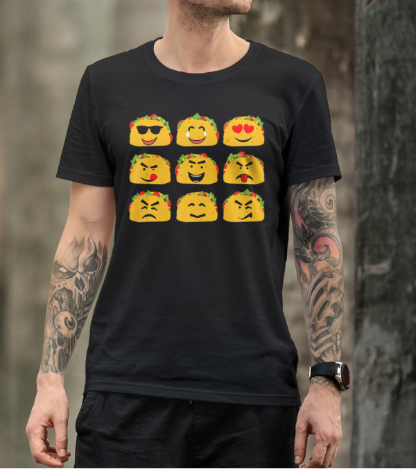 Taco Faces Emoji Cinco De Mayo Mexican T-Shirt