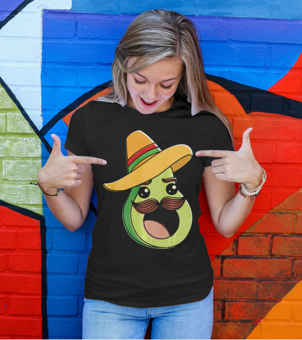Cinco De Mayo Funny Avocado With Sombrero And Mustache T-Shirt
