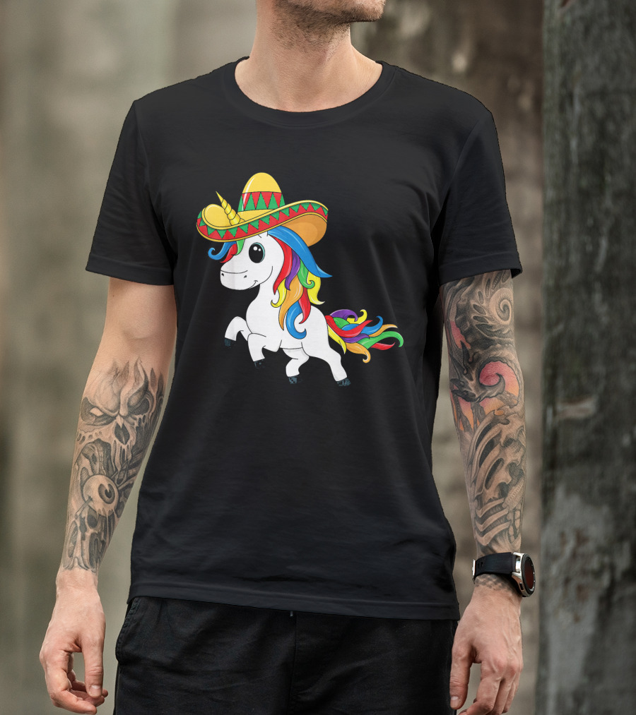 Cinco De Mayo Unicorn Sombrero Rainbow Kids Girls T-Shirt