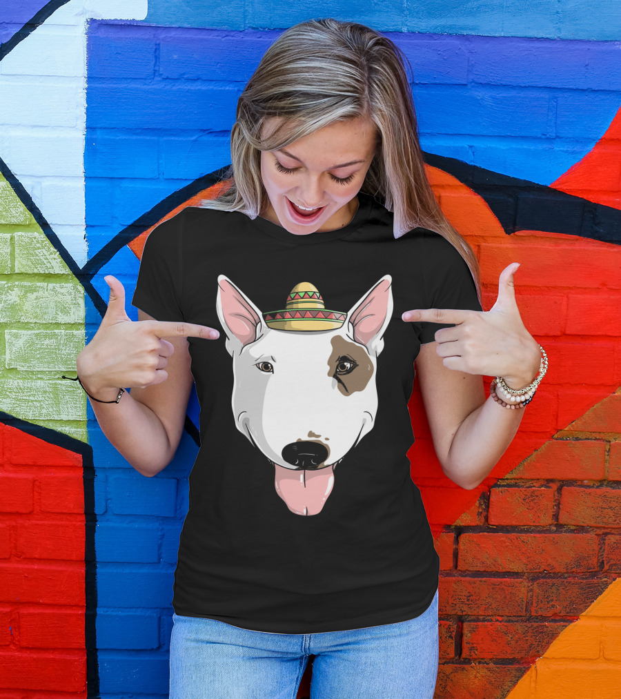 Bull Terrier Dog Sombrero Fiesta Cinco De Mayo T-Shirt
