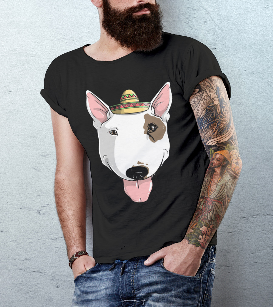 Bull Terrier Dog Sombrero Fiesta Cinco De Mayo T-Shirt