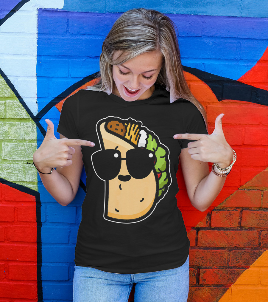 Cool Taco With Sunglasses Funny Cinco De Mayo Food Humor T-Shirt