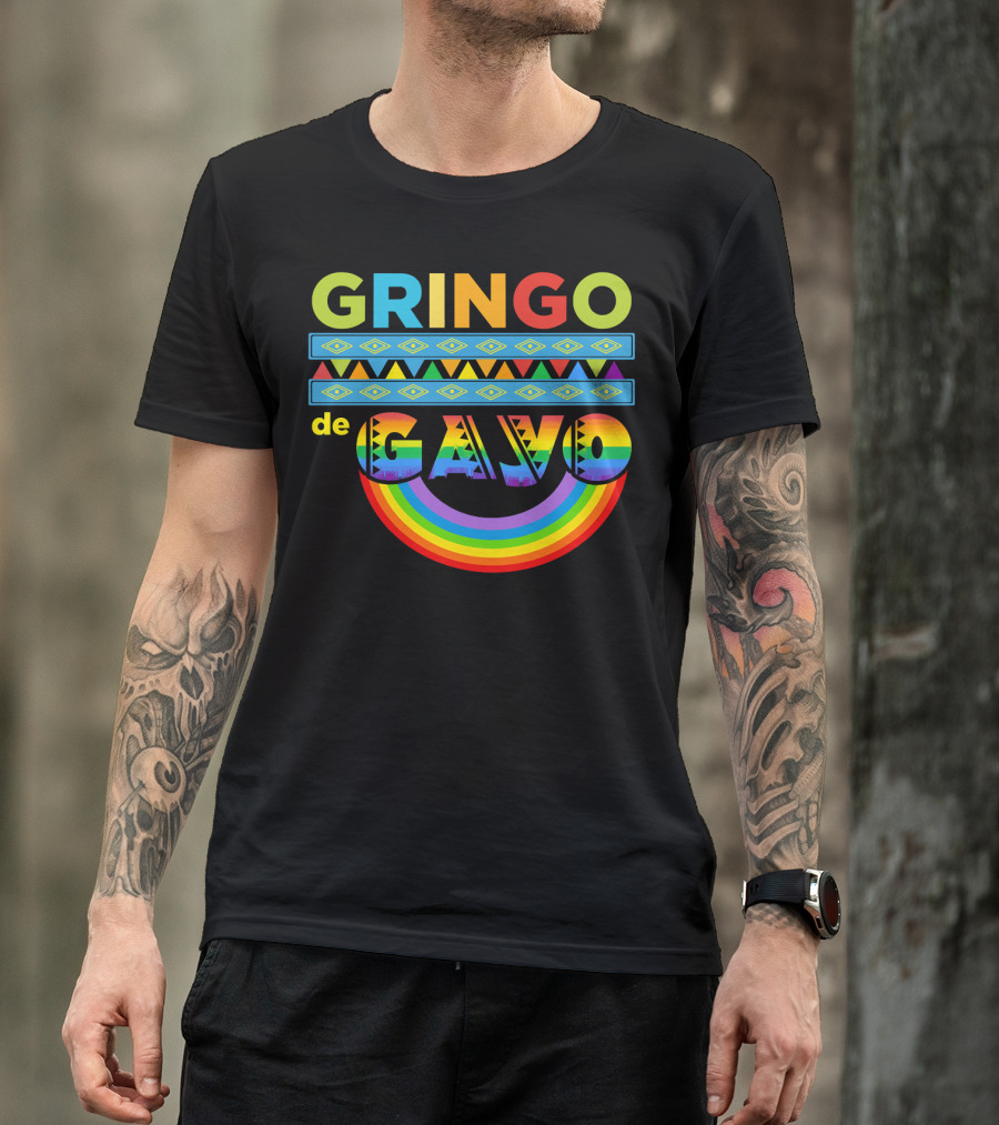 Mens Gay Gringo De Gayo Funny Cinco De Mayo LGB Rainbow T-Shirt