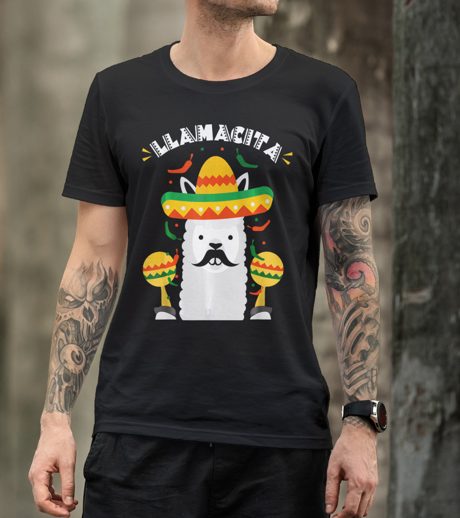 Llamacita Cinco De Mayo Party Llama Sombrero Maracas T-Shirt
