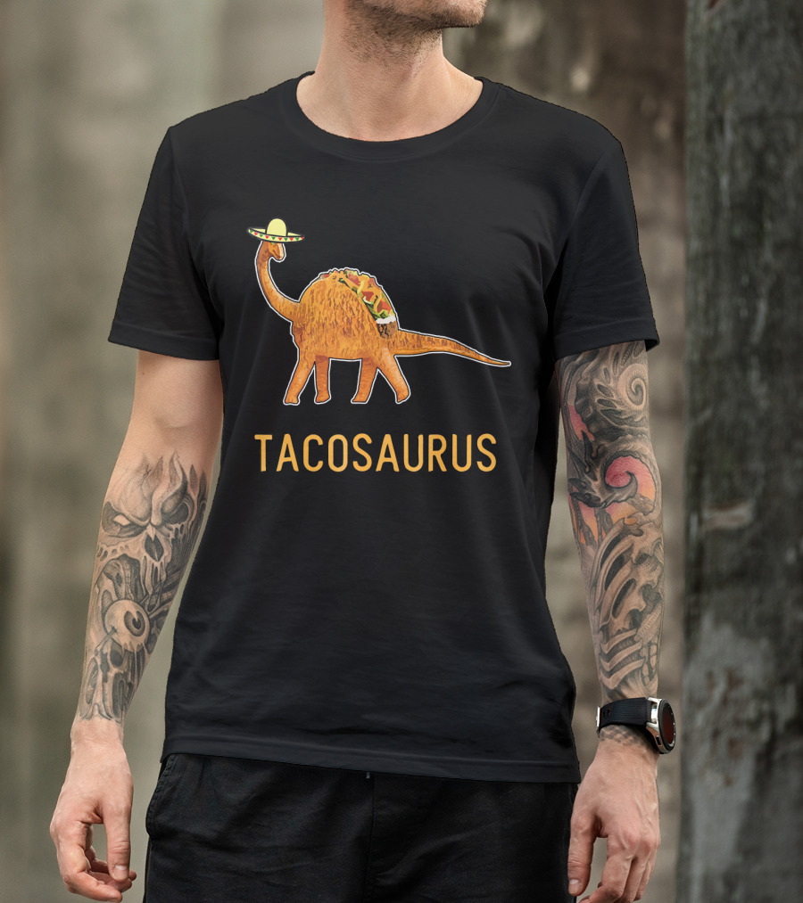 Funny Cinco De Mayo Tacosaurus Dinosaur In Sombrero With Taco Back T-Shirt