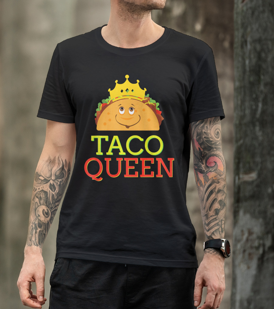 TACO QUEEN Funny Cinco DE Mayo Crowned Smiling Taco T-Shirt