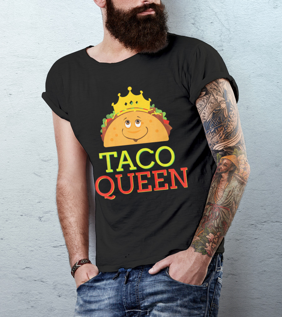 TACO QUEEN Funny Cinco DE Mayo Crowned Smiling Taco T-Shirt