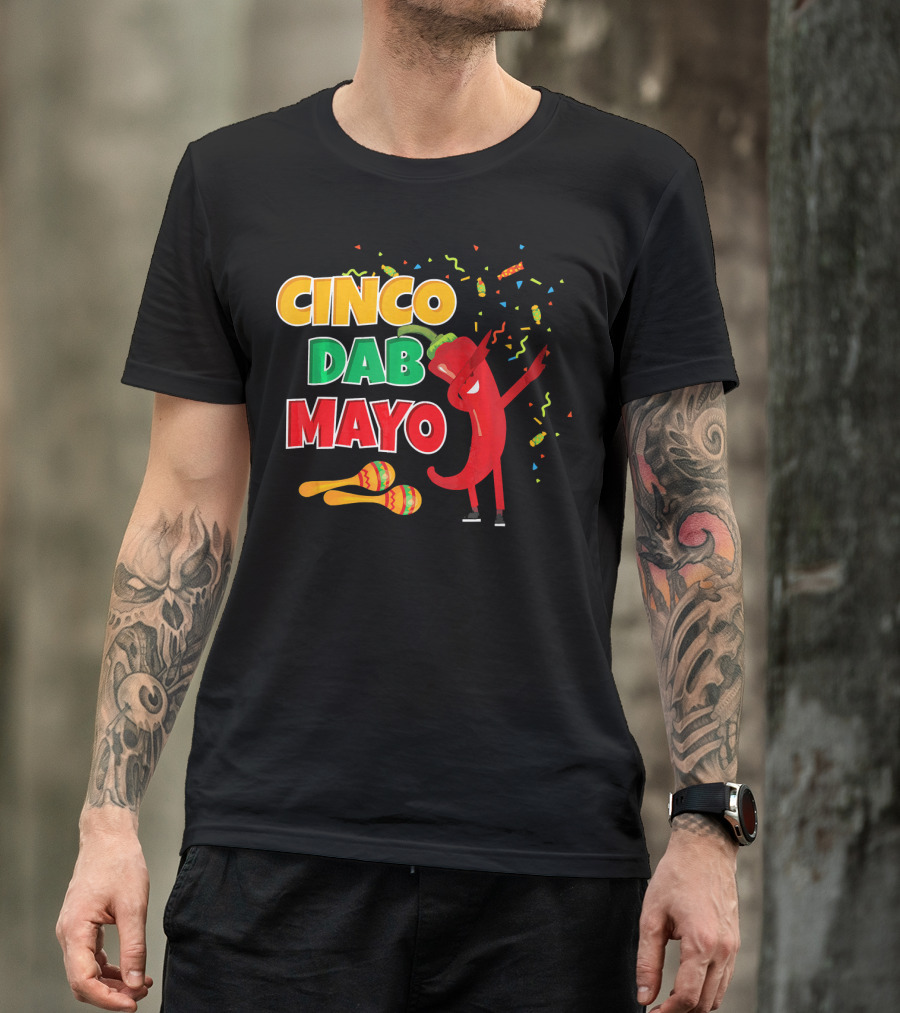Cinco Dab Mayo Pepper Celebration Maracas Fiesta T-Shirt