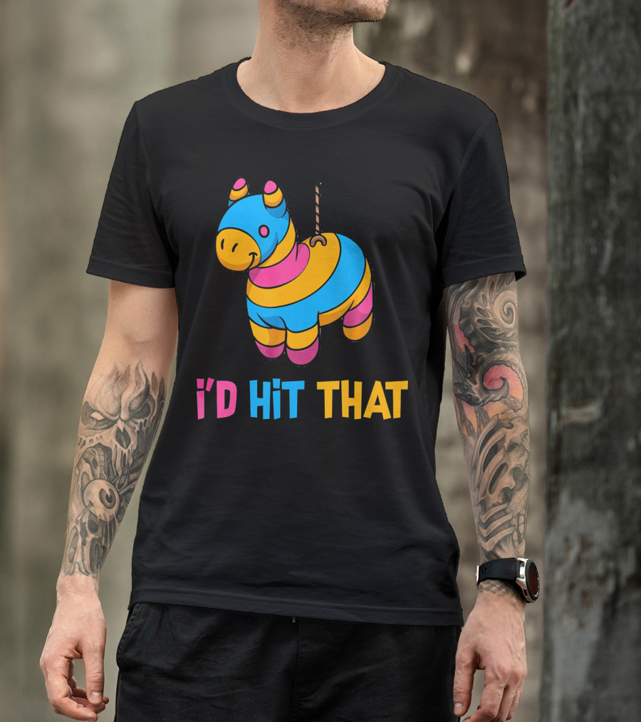 Cute Mexican I'd Hit That Piñata Rope Hanging Colorful Donkey T-Shirt