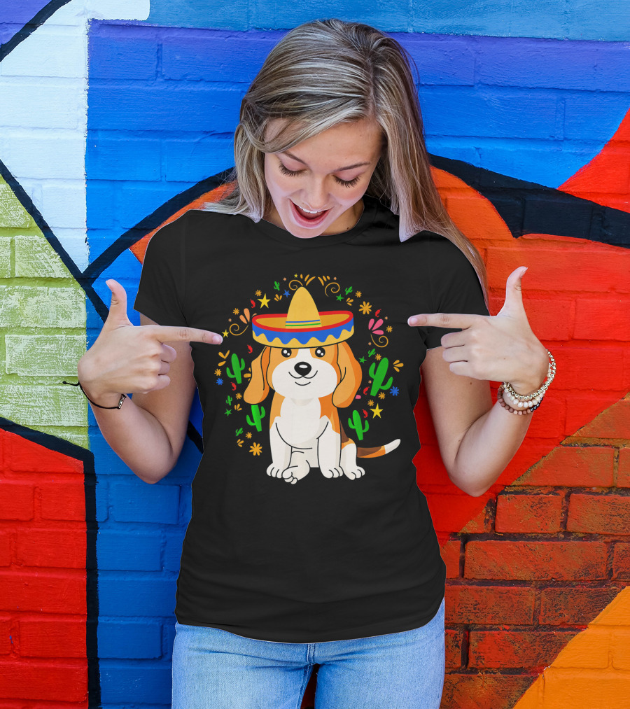 Cinco De Mayo Beagle Sombrero Cactus T-Shirt