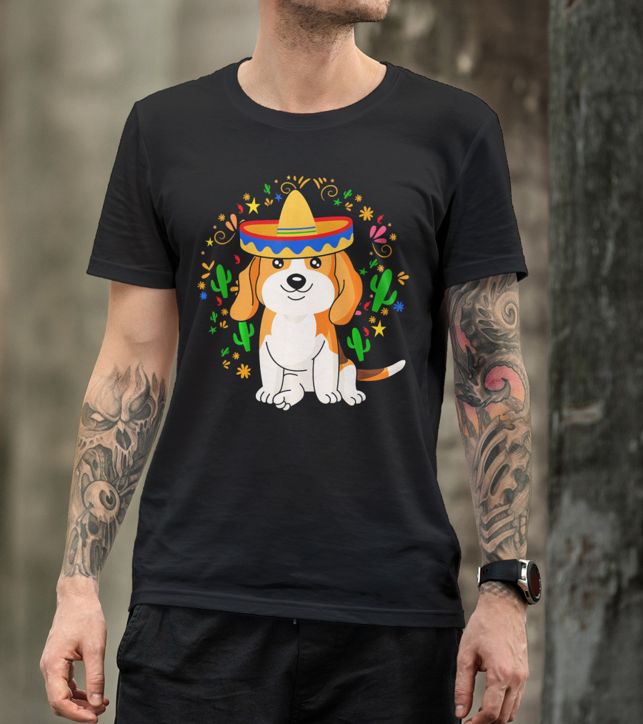 Cinco De Mayo Beagle Sombrero Cactus T-Shirt