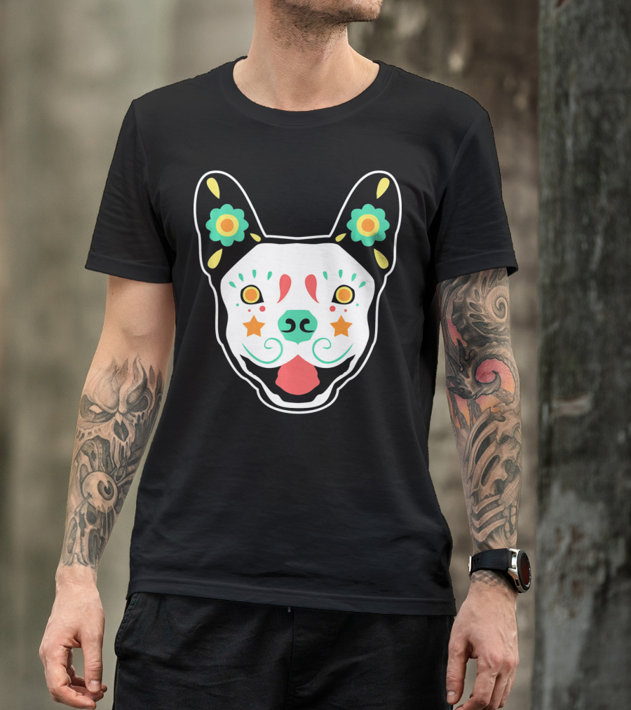 French Bulldog Sugar Skull Dia De Los Muertos T-Shirt