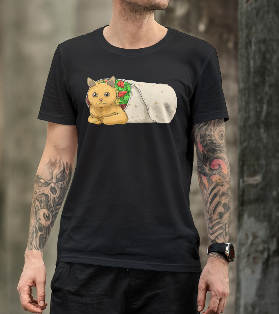 Cat Burrito Mexican Cat Cinco De Mayo Festive Humor T-Shirt