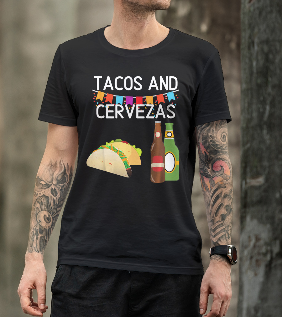 Tacos And Cervezas UberGuber Funny Mexic Beer Fiesta T-Shirt