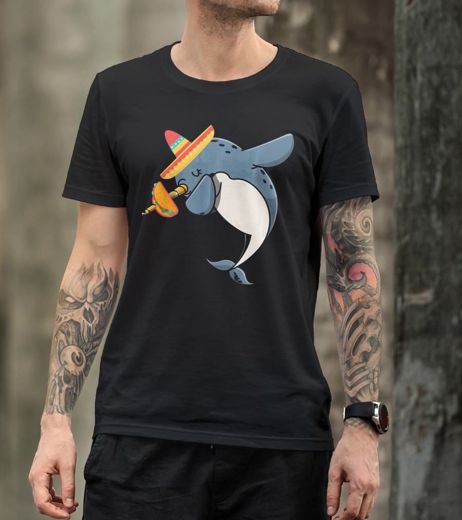 Narwhal Sombrero Taco Cinco De Mayo Funny Narwhal T-Shirt