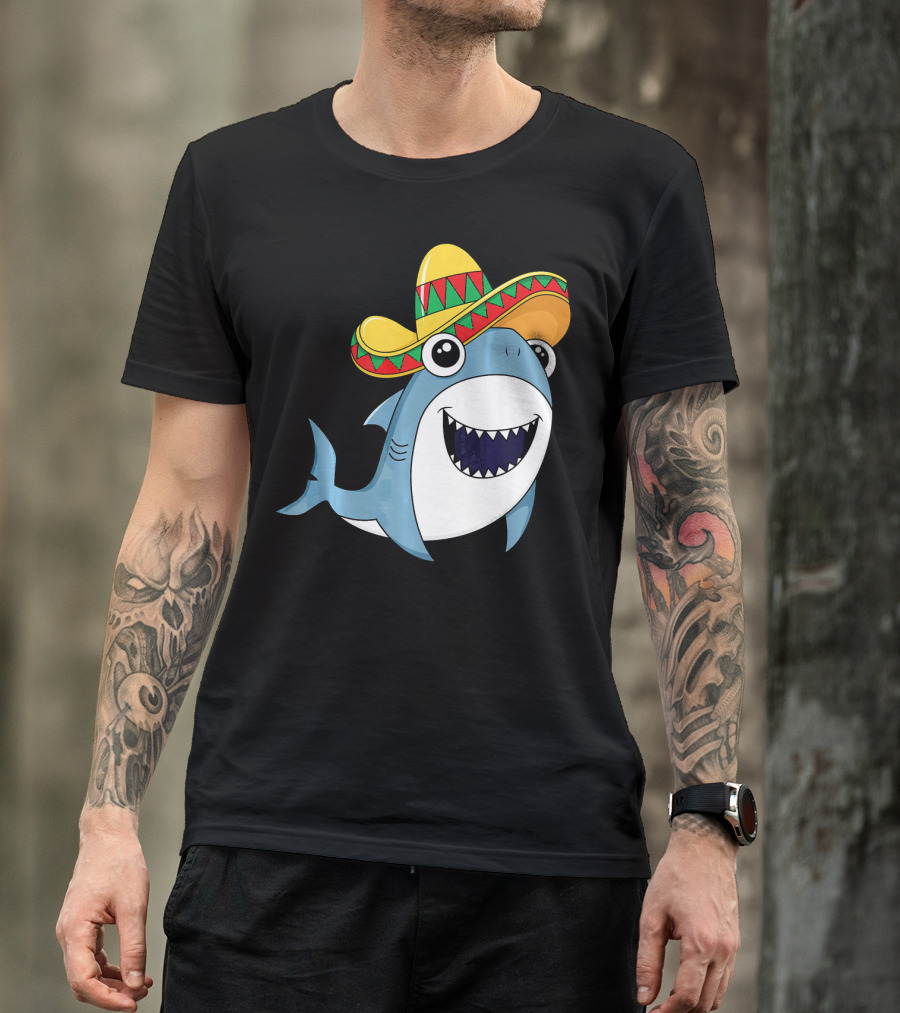 Kids Cinco De Mayo Sombrero Shark Boys Me T-Shirt