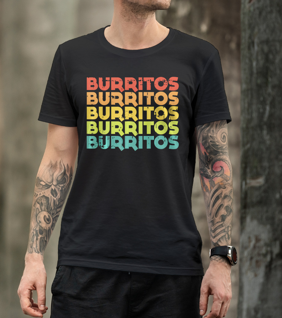 Cinco De Mayo Burritos Retro Vintage Mex T-Shirt