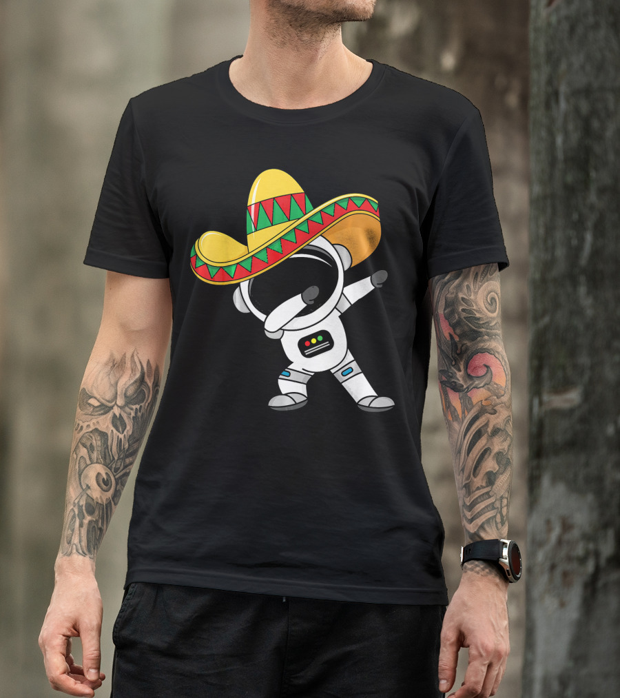 Kids Cinco De Mayo Astronaut Sombrero Dabbing T-Shirt