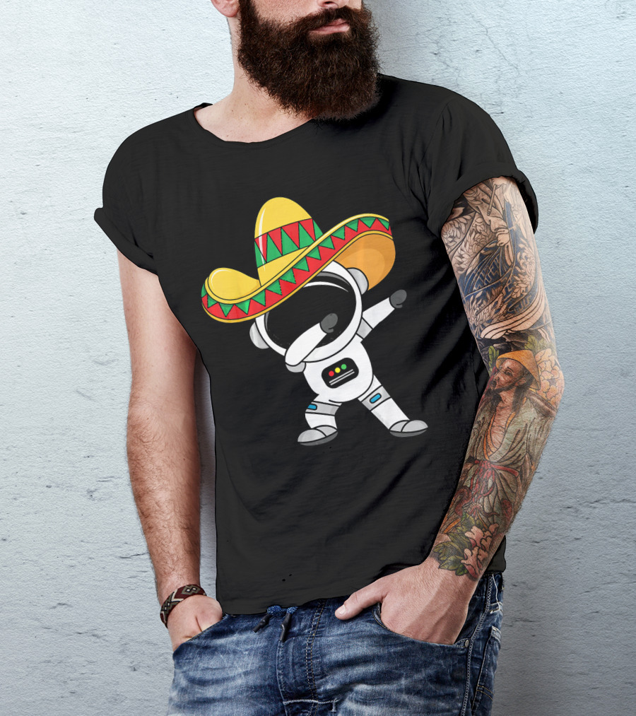 Kids Cinco De Mayo Astronaut Sombrero Dabbing T-Shirt