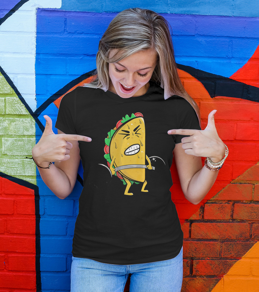 Funny Spanish Weightlifting Taco With Determined Expression T-Shirt