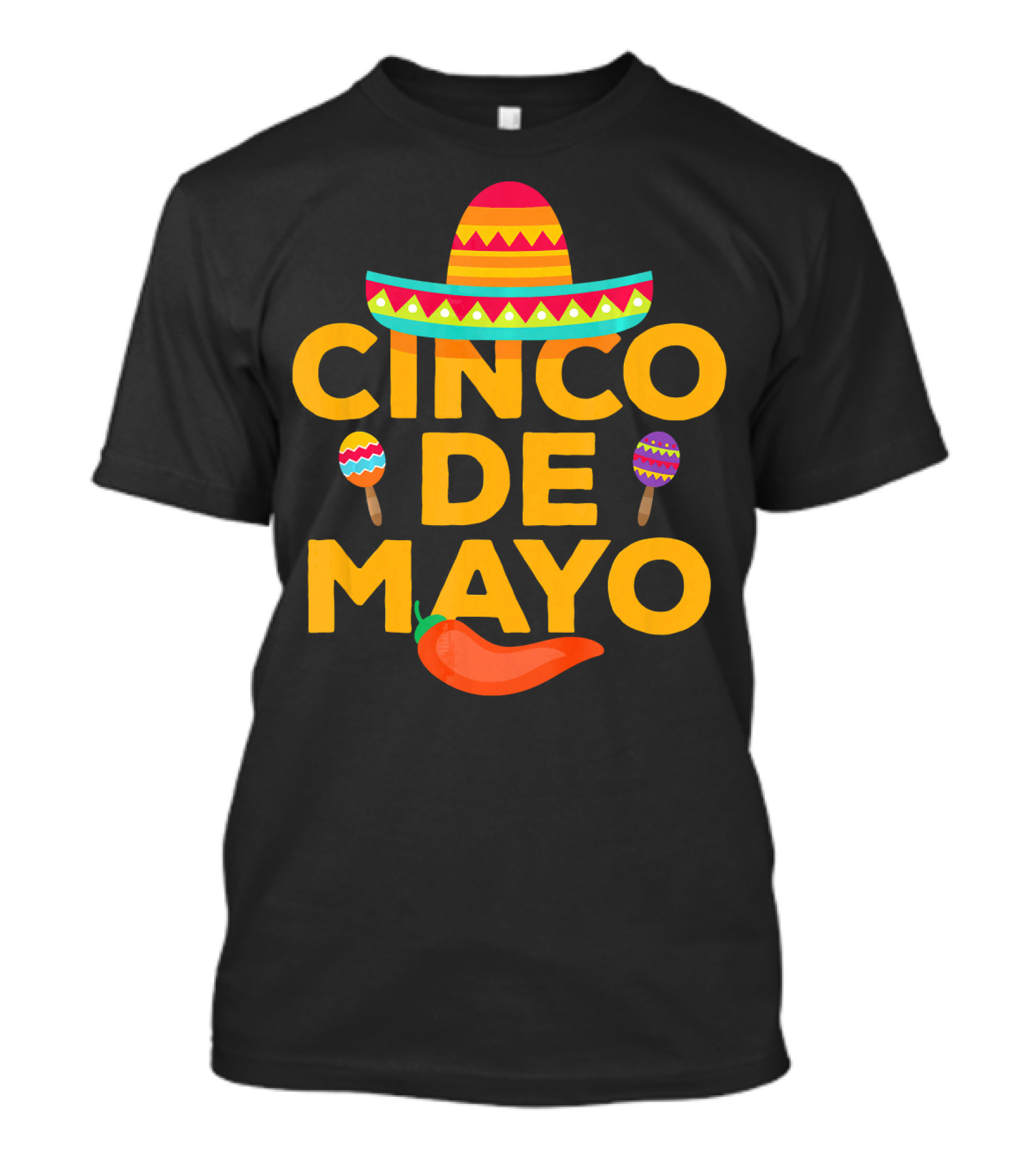 Cinco De Mayo Sombrero Maracas Pepper T-Shirt