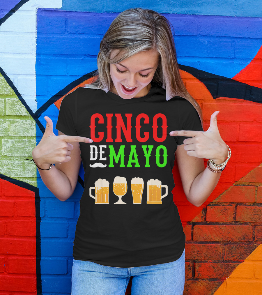 Cinco De Mayo Beer Glasses Funny Mexico T-Shirt