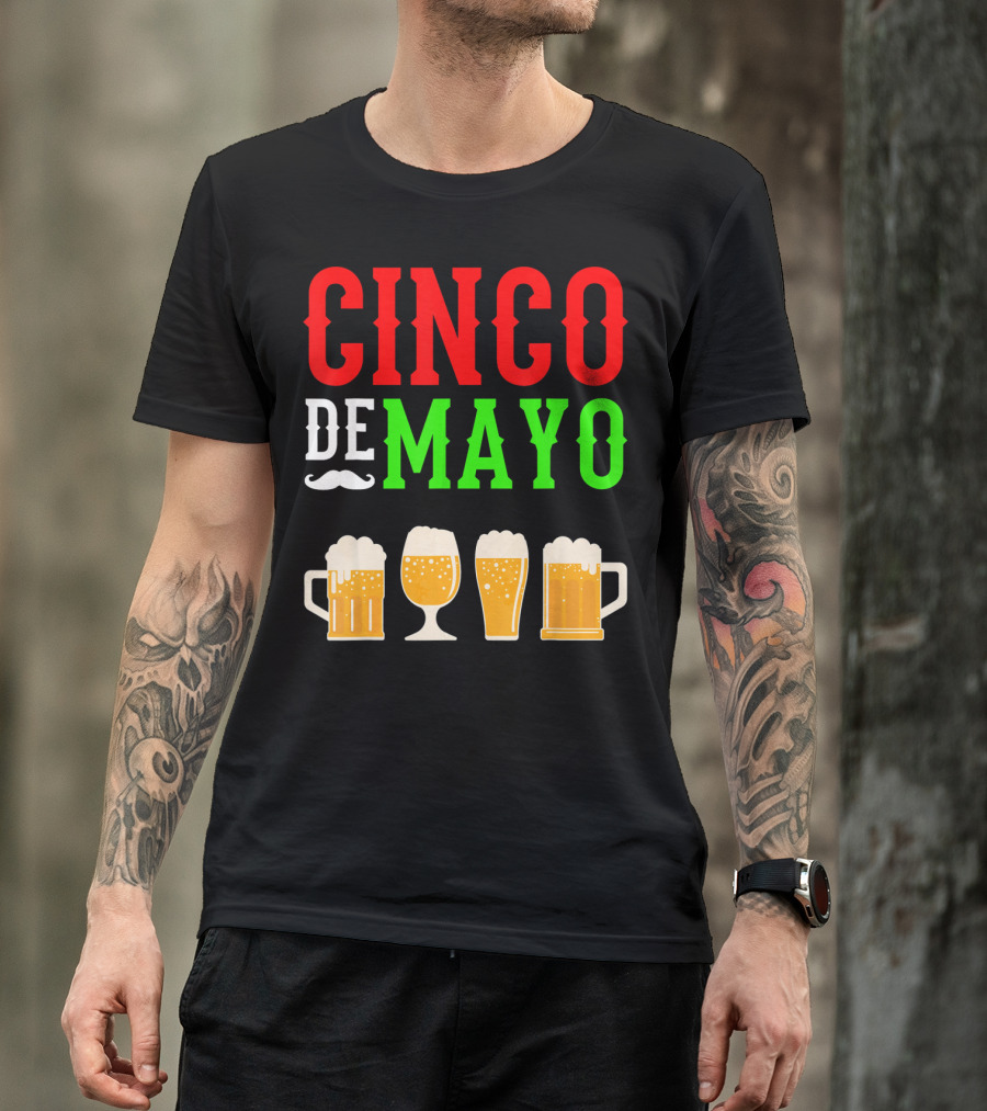 Cinco De Mayo Beer Glasses Funny Mexico T-Shirt