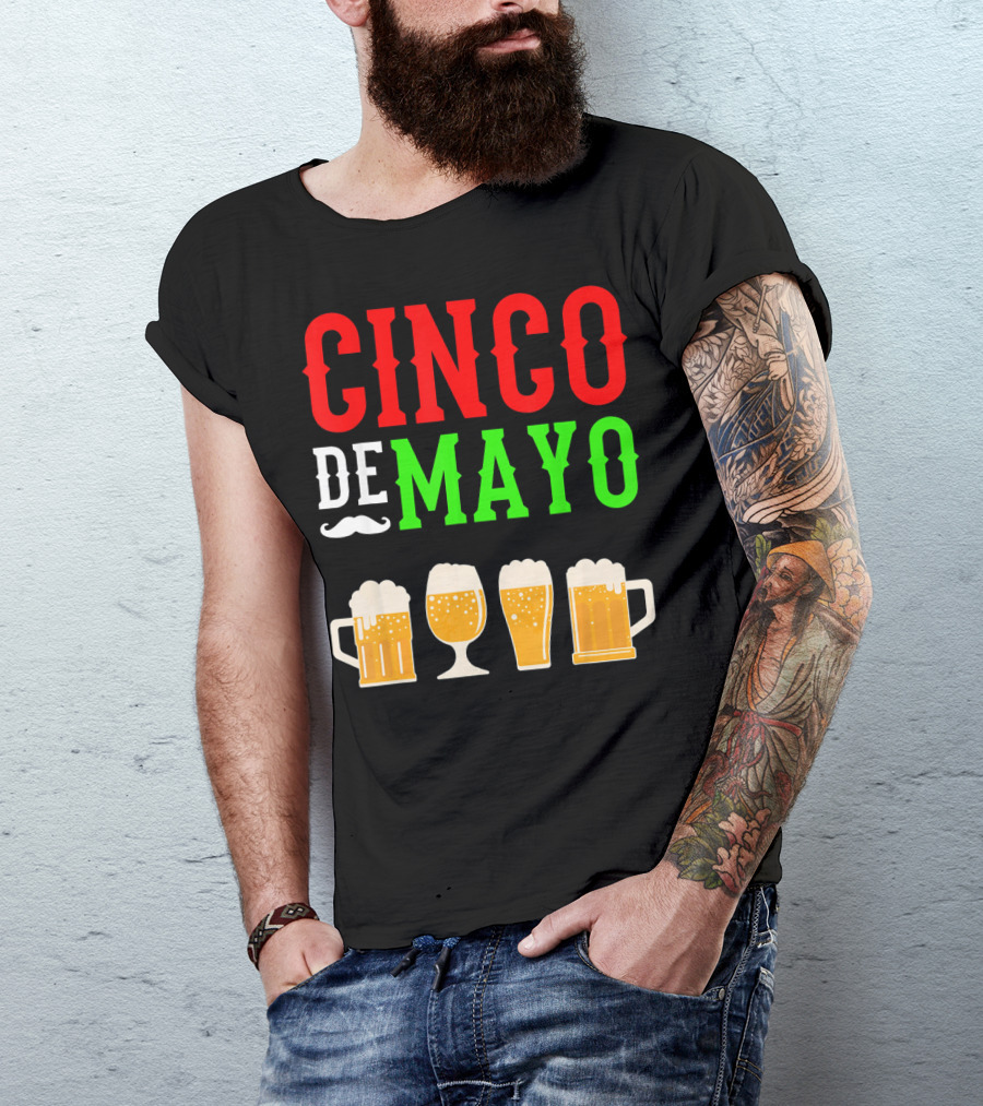 Cinco De Mayo Beer Glasses Funny Mexico T-Shirt