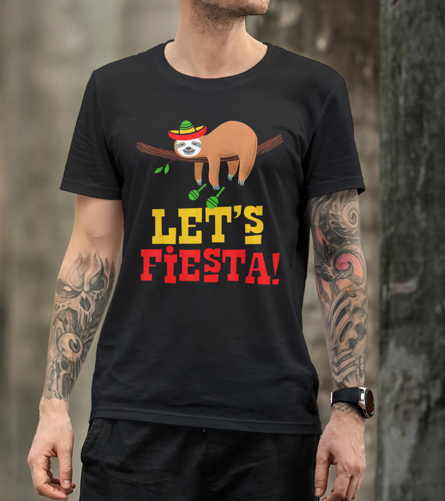 Let's Fiesta Cinco De Mayo Sloth Sombrero T-Shirt