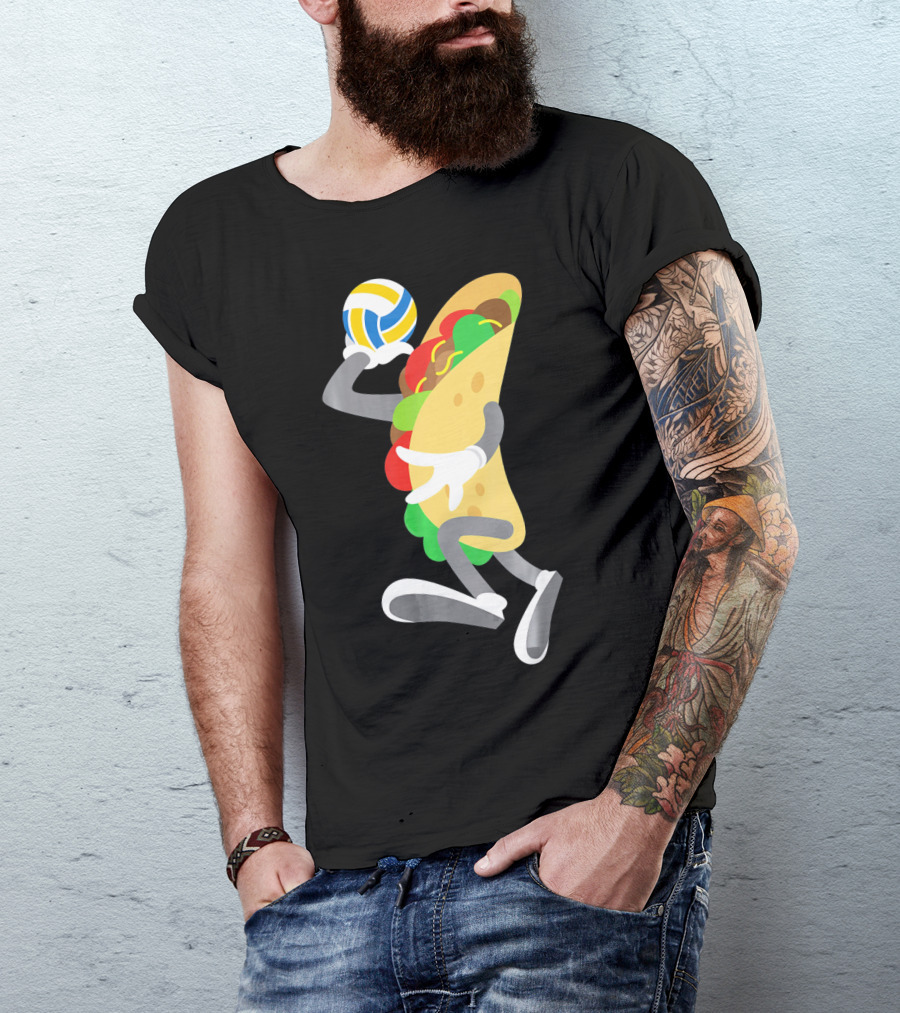 Taco Volleyball Ball Funny Mexican Cinco Volleyball Player T-Shirt